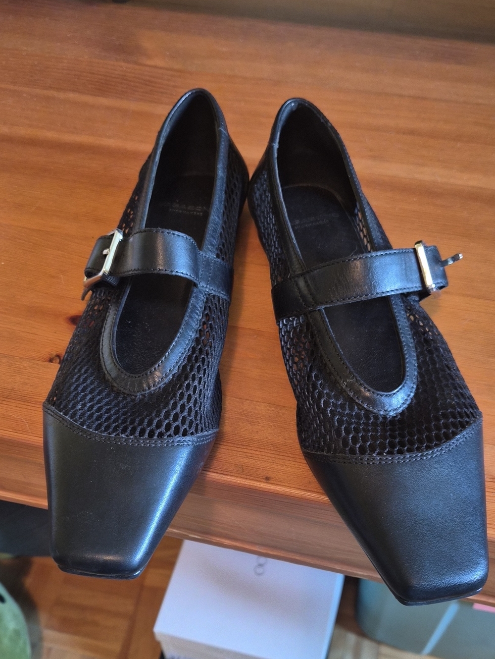 Vagabond Black Mesh Mary Jane Loafers